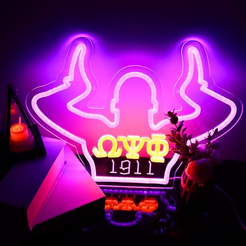 Image of ΩΨΦ Neon Signs Omga Fraternity Neon Psi Phi Lights for Wall Decor,1911 Psi Phi Purple Sorority LED Sign for Birthday Gfits, Party Decor, USB Power Sorority Signs Gifts