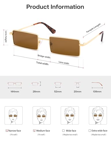 SOJOS Narrow Rectangle Polarized Sunglasses Womens Mens Retro Sun Glasses Vintage Shades SJ1249A 5