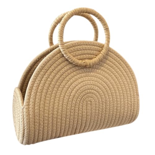 NOLITOY Cotton Rope Handbag Large Capacity Woven Beach Bag for Women Fashionable Straw Bag for Holiday Outdoor Pouch
