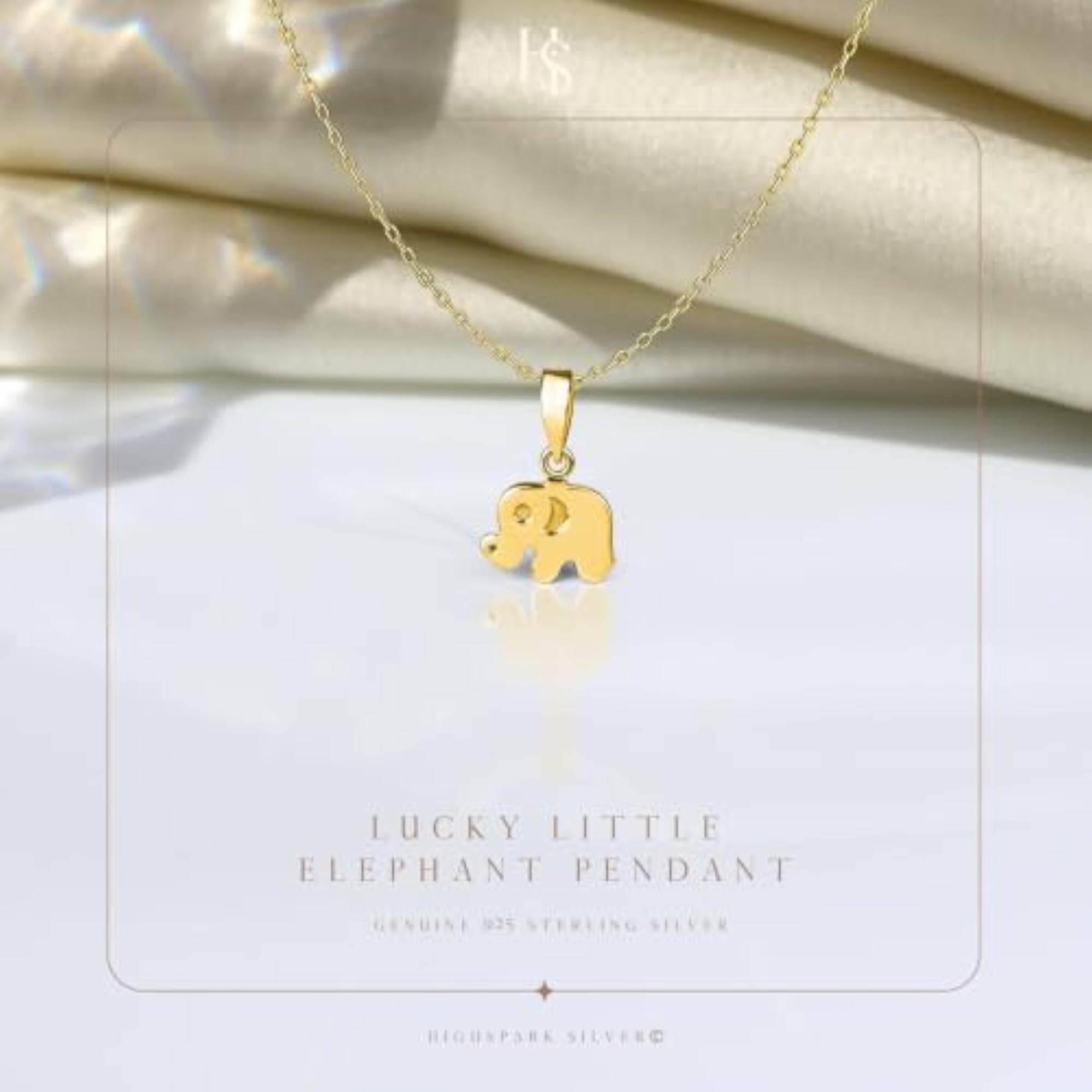 925 Silver Lucky Elephant Pendant Necklace