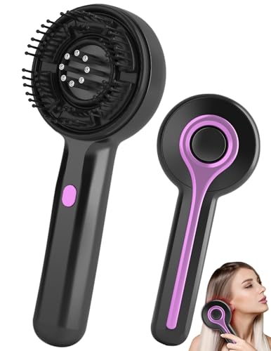 Kopfmassagegerät 2 in 1 Kopfhaut Massagebürste Elektrisch mit Haaröl-Applikator Rotlicht Kopfmassage Bürste Elektrisch 3 Modi zur Massage und Kopfhautpflege (Schwarz)