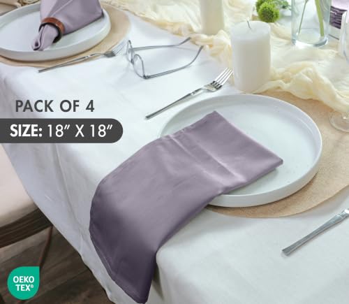 Image of Ruvanti Cloth Napkins Set of 4, Cotton Enrich 18 inchx18 inch - Coffee Grey