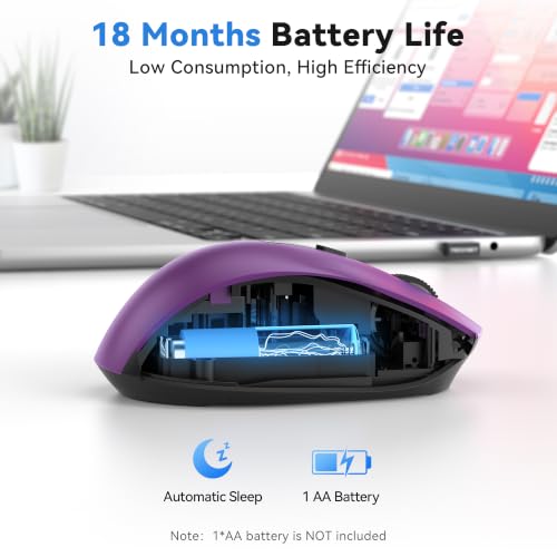 Image of TECKNET Wireless Mouse for Laptop, Dual-Mode Bluetooth Wireless Mouse | (BT5.2 /3.0 & 2.4G) Connection, Ergonomic Design, 5-Level DPI, Silent Click, Compatible with Laptop /PC /Windows /Chromebook