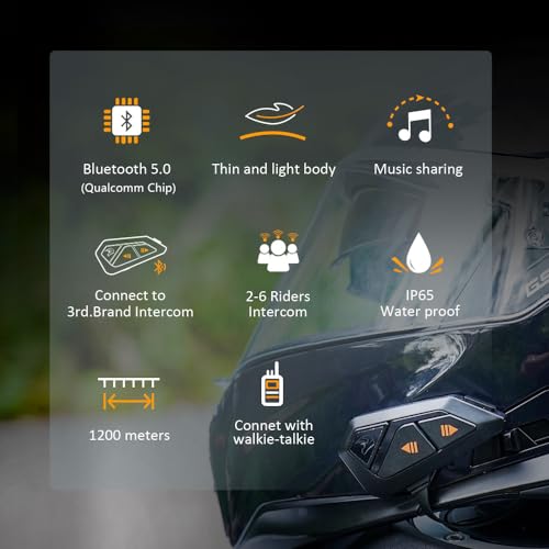 Intercomunicador Bluetooth FreedConn FG universal para casco de moto con musica compartida 3