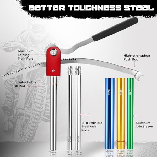 Image of Dirt Bike Tire Changing Tool Kit Complete Package for Motocross, Enduro, Dirt Bikes 16 inch to 21 inch Wheels, Includes 15 /17 /20 /25mm Axles, Colorful