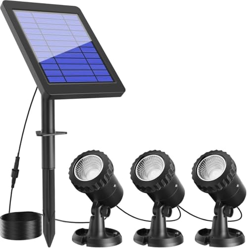 NFESOLAR ソーラースポットライト ガーデンライト 3灯セット IP68防水 屋外対応 15時間点灯 3.5W大容量ソーラーパネル 270度調整可能 庭園・フェンス用 ウォームホワイト3000K 12ヶ月保証の商品画像（Amazon）