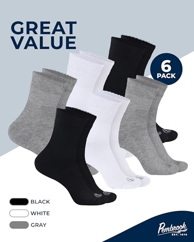 Image of Pembrook Bamboo Viscose Diabetic Socks for Women & Men - 6 Pairs | Breathable Wide Non Binding Plus Size Socks | Loose Fit