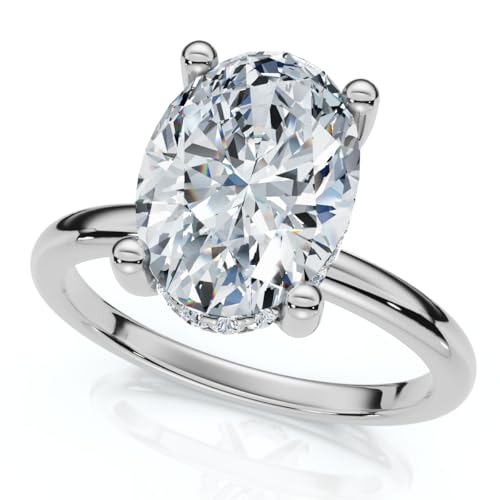 Pompeii 2 1/10Ct Oval Diamond Side Halo Engagement Ring 14k Gold or Platinum Lab Grown (F/G,VS1-VS2)3