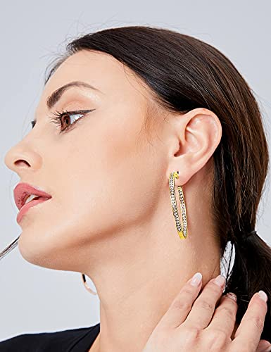 Large Gold Stainless Steel Hoop Earrings For Women, Big Cubic Zirconia Hoops Earring Arskro Hypoallergenic Huge Rhinestone Crystal Basketball 50Mm 2 Inch Ear Ring Jewelry Gifts For Women Girls Sensitive Ears 2" #TOP3