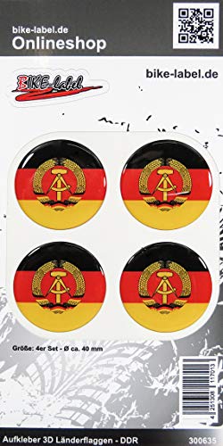 BIKE-label 300635 Aufkleber 3D Länder-Flaggen DDR 4 Stck Durchmesser ca 40 mm