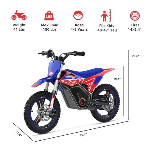 Image of RFN SX-E350 36V Electric Bike, 500W Electric Motorcycle 18.6 mph Max Speed & 11.2 Mile Range, 3-Speed Electric-Dirt-Bike for Kids Ages 4-8