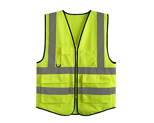 Lantra Besa Femme Homme Adulte Unisexe Veste Réfléchissante Haute Visibilité Gilet de Sécurité avec Poche pour Auto Moto Sport Cyclisme Fermeture Éclair Jaune AR0013 - Taille Non Standard M Cover