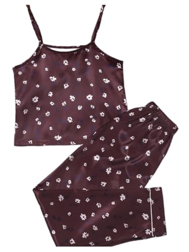 Girls 2-Piece Cami Top with Pants Satin Pajamas Set