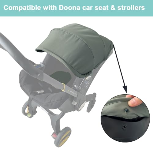 Image of Stroller Accessories Replacement Canopy Compatible with Doona+ and Doona i Car Seats & Strollers, Larger Sunshade, Durable Fabric (Desert Green)