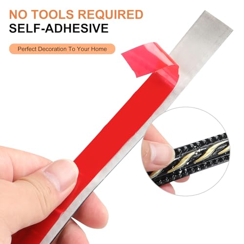 TECDW Flexible Wanddekorstreifen, selbstklebende Wanddekorstreifen, abziehen und aufklebende Deckenstreifen, einfache Muster, Für Wand- und Heimdekoration (Weiß mit Gold-3)