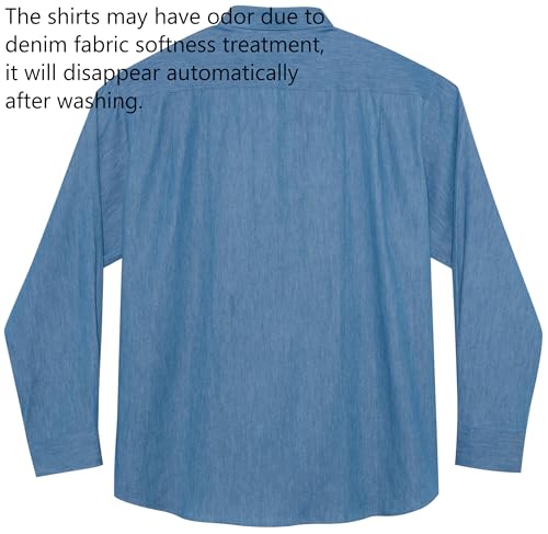 Double Pump Big and Tall Denim Shirt for Men Long Sleeve Button Down Shirts Mens Work Shirts from XXL(T) to 6XL(T)2