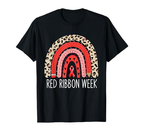 Indossiamo Rosso Per Red Ribbon Week Awareness Rainbow Maglietta