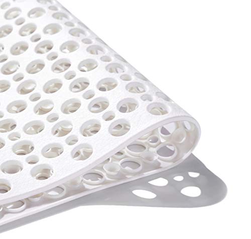 Image of Mantto Nonslip Bath Tub Shower Mat with Suction Cups, Extra Soft TPE Bath Mat for Kids, Bathtub Bathroom Mats, Machine Washable, Smooth/Non-Textured Tubs Only, 35L x 16W Inch(White)
