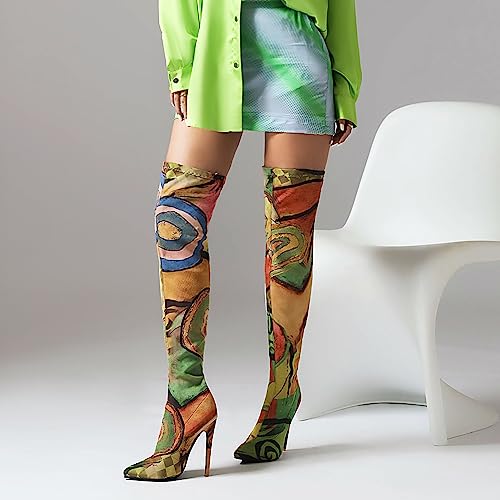 Kluolandi Women's Thigh High Boots Long Stretch Pointed Toe Stiletto High Heel Over The Knee Boots for Women Thick Thighs4