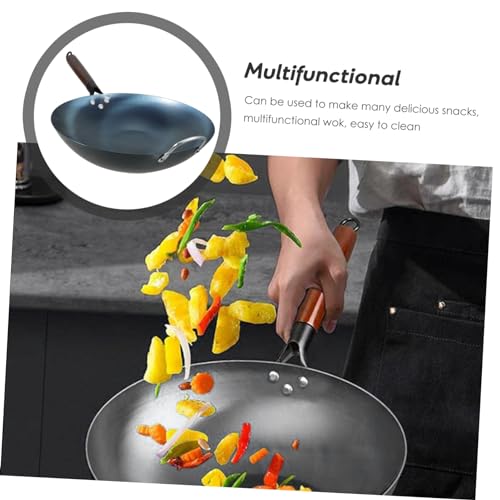 Wok tradicional de hierro LIFKOME con mango ergonómico miniatura 6