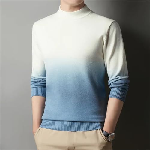 Winter Men Half Turtleneck Thicken Gradient Color Sweater Fashion Warm Casual Knitted Pullovers3