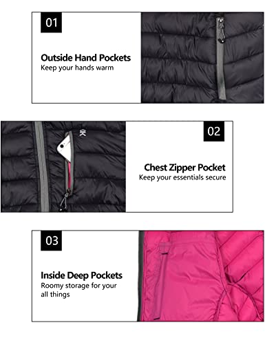 Little Donkey Andy Women's Packable Lightweight Puffer Jacket Hooded Windproof Winter Coat With Recycled Insulation Black S #TOP4
