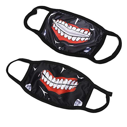 Kaneki Ken Cosplay Face Mouth Mask 2 Pack Anime Cotton Masks for Halloween