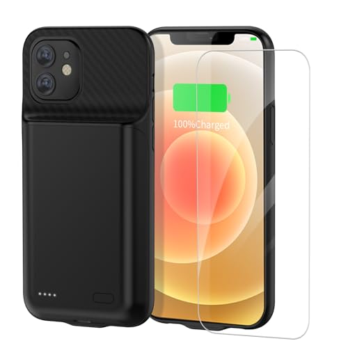 YISHDA 13800mAh Battery Case for iPhone 12/12 Pro Rechargeable High Capacity Protective Charging Case Smart Extended Battery Charger Black