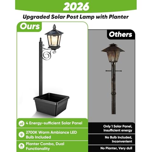 Pots de fleurs solaires design avec cadre stable en acier et éclairage LED chic - 5