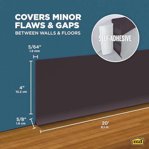 Image of M-D Building Products 93161 4 in. x 20 ft. Brown Self-Stick Vinyl Wall Base