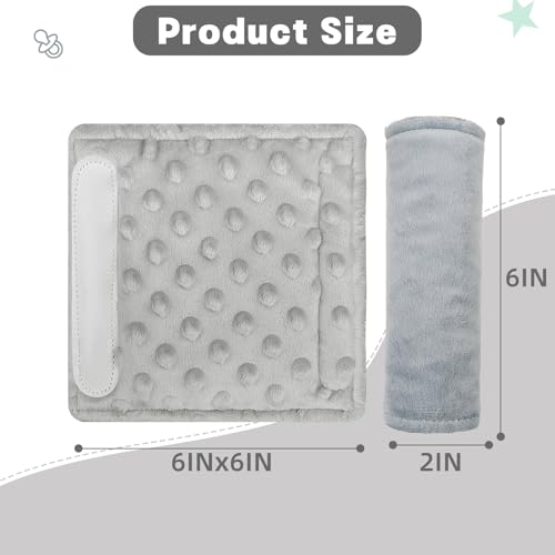 Image of GFU Car Seat Strap Pads for Baby, Soft Shoulder Pads for Comfort, Reversible Seatbelt Covers for Kids, Perfect for Baby Car Seat, Stroller, Swing, High Chair, Size: 6.5 x 6.5 inch, Grey