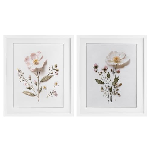 Fleurs pressées gris cadre Stupell Industries duo tableaux deco