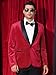 Lars Amadeus Red Sparkly Blazer for Men's Glitter Diamond Tuxedo Jacket Wedding Rhinestone Shiny Sports Coat Large