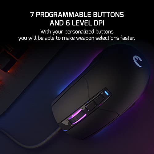 Gamepower Kyojin Rgb Wired Gaming Mouse, 6400 Dpi Optical Sensor, Programmable Buttons, Black #TOP2