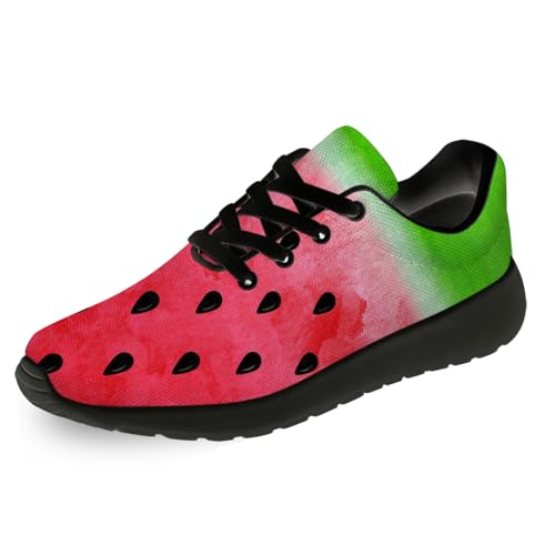 Watermelon Print Running Shoes Mens Womens Tennis Shoes Lightweight Comfortable Walking Sneakers Gifts for Fruit Lovers