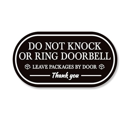 Do Not Knock or Ring Doorbell Sign StickerSelf-Adhesive Waterproof Do Not Knock Leave Packages Here for Front Door No Soliciting for House Home Businesssmall