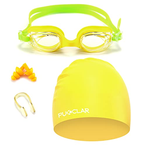 PUKCLAR Gafas de natación para niños, antivaho impermeables, sin fugas, cristal transparente, para niños, niñas y adolescentes de 3 a 15 años Cover