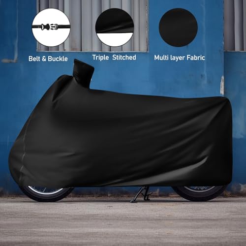 Image of Auto Hub Waterproof Bike Cover Compatible with TVS Zeppelin R Dustproof, UV Protection Two Wheeler Bike Zeppelin R Cover - Black