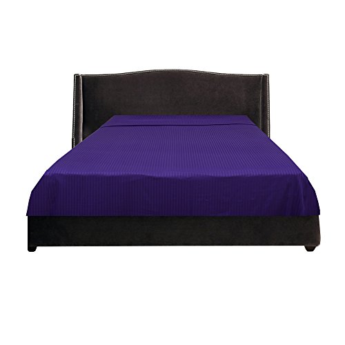 Image of BudgetLinen (1 Flat Sheet Only,Purple Stripe , Twin XXL) 100% Egyptian Cotton Luxurious 600 Thread Count