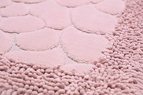 Th TeppichHome24 Badematten Set Steinoptik 2 Teilig rutschfest & Waschbar Rosafarben Größe 50x60cm + 60x100 cm – Bild 4