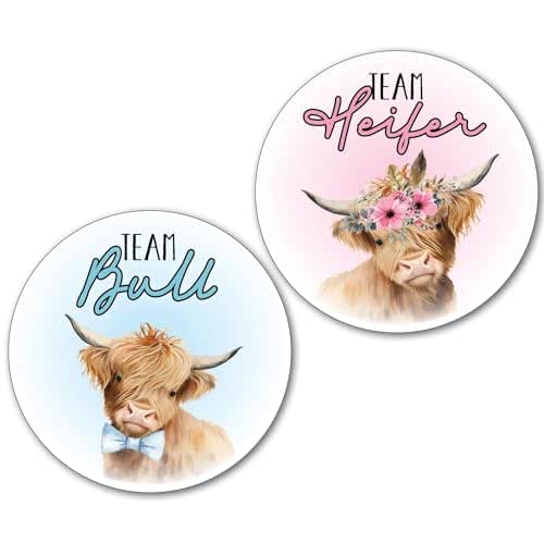 36 2.5inch Highland Cow Gender Reveal Party Team Bull and