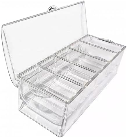 Acrylic Seasoning Storage Box - 4-Cell Clear Kitchen Organizer for Salt, Spices & Condiments - Removable Containers with Spoon & Lid for Easy Access