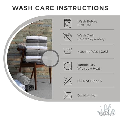 Image of 10-Piece 100% Cotton Towel Set, 2 Bath Towels, 4 Hand Towels, 4 Wash Cloth, Quick-Dry, Silver