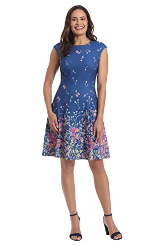 Image of London Times Womens Dresses Cap Sleeve Fit and Flare - Elegant Summer Cocktail Graduation Garden Party Wedding Guest Dress