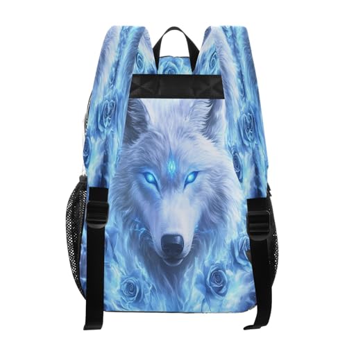 White Wolf Rose Blossom Clear Backpack Heavy Duty See Through Transparent PVC BookBag for Kids Boy Girl School Work3