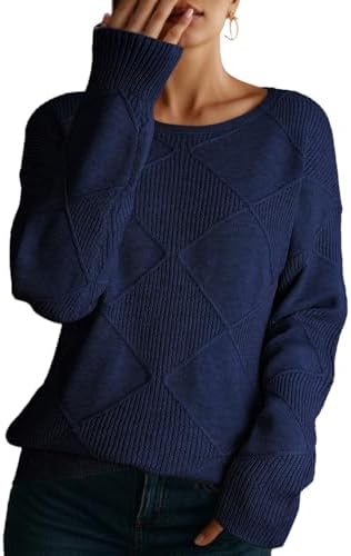 Dokotoo Women's Crew Neck Long Sleeve Sweaters 2025 Fall Winter Chunky Warm Pullover Tops Trendy Casual Outfits