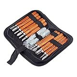 NUOBESTY Outils De Sculpture Avec Pierre à Aiguiser Kit De Ciseau à Main Gouge à Bois P...