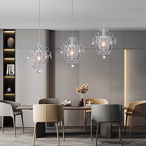 Kaerdi Modern Crystal Mini Plug In Chandelier Lighting With Cord 16.4 Ft On/Of 1-Light Iron Chrome Elegants Plug In Pendant Light For Bedroom Bathroom Girls Room Dining Room… #TOP4