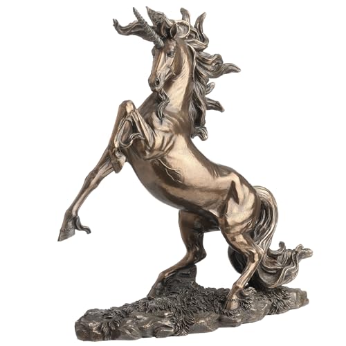 Escultura de unicornio en resina con acabado bronce miniatura 4