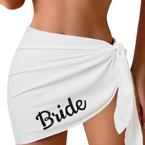 Bachelorette Party Bride Cover ups - Bride to Be Sarong Beach Skirt for Bridal Shower Bachelorette Party Accessory Bridesmaids Gifts White